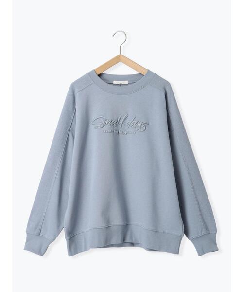 Samansa Mos2 blue（サマンサモスモスブルー）の「裏毛発泡ラメロゴプルオーバー（Tシャツ/カットソー・レディース・ミント/オフホワイト/ブルー/チャコールグレー/トップグレー・F）」の16枚目の写真