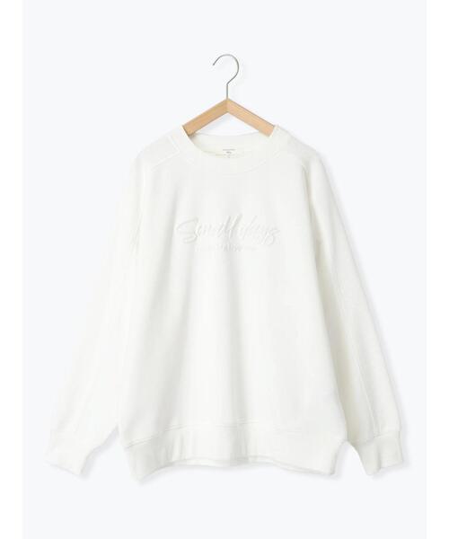 Samansa Mos2 blue（サマンサモスモスブルー）の「裏毛発泡ラメロゴプルオーバー（Tシャツ/カットソー・レディース・ミント/オフホワイト/ブルー/チャコールグレー/トップグレー・F）」の18枚目の写真