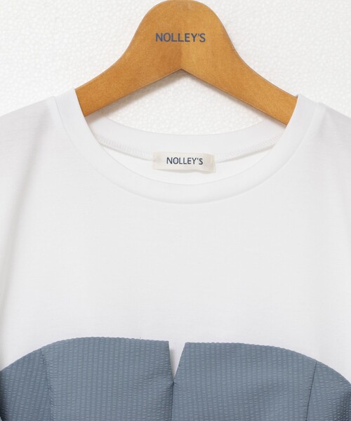 1496 ノーリーズ　白黒半袖ビスチェ風コンビTシャツカットソー　新品タグ付き NOLLEY'S tシャツ 「追加」「WEB先行発売」ビスチェ風コンビT