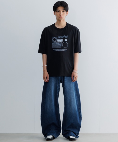【SALEラスト1】GIORGIOARMANI ジオメトリックTシャツ シルク混 NICOLE｜【ex/tra】ジオメトリックプリント Tシャツ | Rakuten
