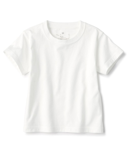 無印良品(ムジルシリョウヒン)の「ベビー あたまするっと 天竺編みクルーネック半袖Tシャツ 無地(Tシャツ/カットソー・キッズ・オフホワイト/ライトブルー/グレー系/ライトピンク/ライトイエロー・90/80/100)」の1枚目の写真