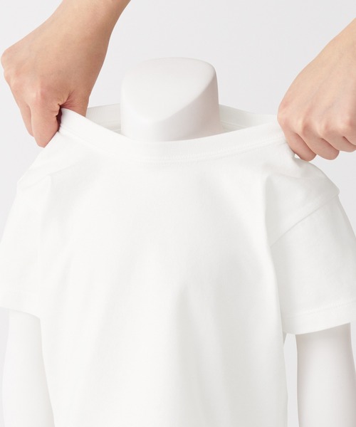 無印良品(ムジルシリョウヒン)の「ベビー あたまするっと 天竺編みクルーネック半袖Tシャツ 無地(Tシャツ/カットソー・キッズ・オフホワイト/ライトブルー/グレー系/ライトピンク/ライトイエロー・90/80/100)」の14枚目の写真