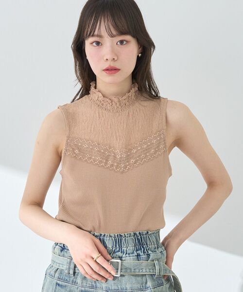 earth music&ecology（アースミュージックアンドエコロジー）の「レースドッキングタンクトップ（タンクトップ・レディース・オレンジ系その他/グレー/ブラック/アイボリー・M/S）」の4枚目の写真