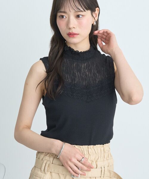 earth music&ecology（アースミュージックアンドエコロジー）の「レースドッキングタンクトップ（タンクトップ・レディース・オレンジ系その他/グレー/ブラック/アイボリー・M/S）」の2枚目の写真