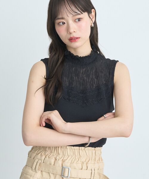 earth music&ecology（アースミュージックアンドエコロジー）の「レースドッキングタンクトップ（タンクトップ・レディース・オレンジ系その他/グレー/ブラック/アイボリー・M/S）」の7枚目の写真