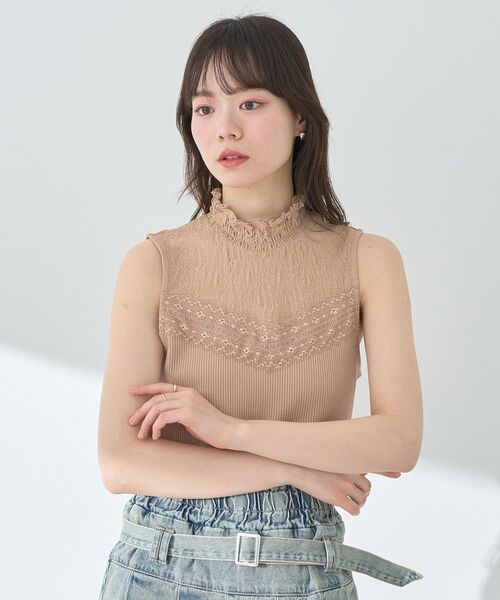 earth music&ecology（アースミュージックアンドエコロジー）の「レースドッキングタンクトップ（タンクトップ・レディース・オレンジ系その他/グレー/ブラック/アイボリー・M/S）」の10枚目の写真