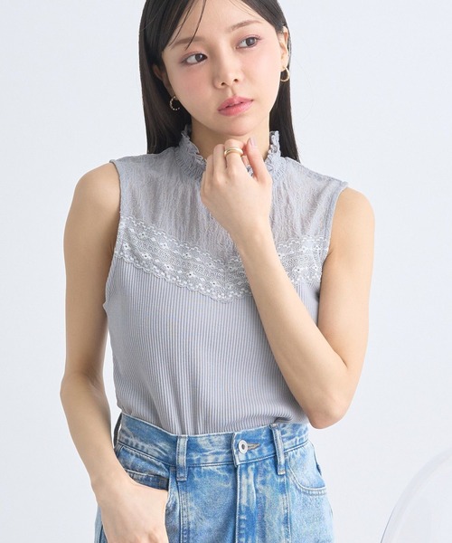 earth music&ecology（アースミュージックアンドエコロジー）の「レースドッキングタンクトップ（タンクトップ・レディース・オレンジ系その他/グレー/ブラック/アイボリー・M/S）」の3枚目の写真