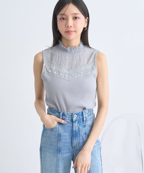 earth music&ecology（アースミュージックアンドエコロジー）の「レースドッキングタンクトップ（タンクトップ・レディース・オレンジ系その他/グレー/ブラック/アイボリー・M/S）」の5枚目の写真