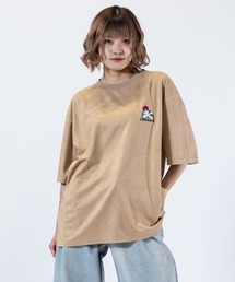 【a-r】〔RedCapGirl/レッドキャップガール〕カットスウェード ワンポイント刺繍 クルーネックTシャツ
