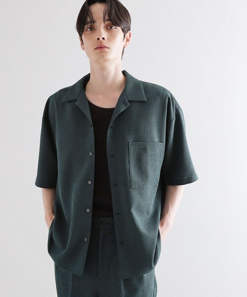 tk.TAKEO KIKUCHI(ティーケータケオキクチ)の「◆【セットアップ対応】テッククレープシャツ(シャツ/ブラウス・メンズ・チャコールグレー/ライトベージュ/ブラック/ブルー・04/03/02/01)」の4枚目の写真