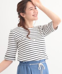 DRESKIP | 【S-LL】一枚でもインナーでも テレコ5分袖トップス(Tシャツ/カットソー)