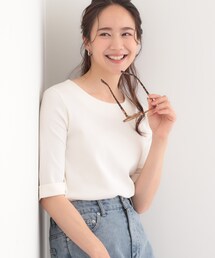 DRESKIP | 【S-LL】一枚でもインナーでも テレコ5分袖トップス(Tシャツ/カットソー)