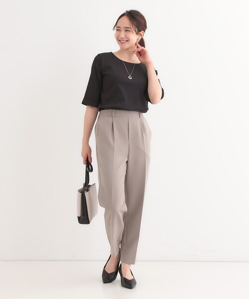 DRESKIP（ドレスキップ）の「【S-LL】1枚でもインナーでも テレコ5分袖トップス（Tシャツ/カットソー・レディース・グリーン系/オフホワイト/ホワイト系5/ブラック・01/02/03/04）」の11枚目の写真