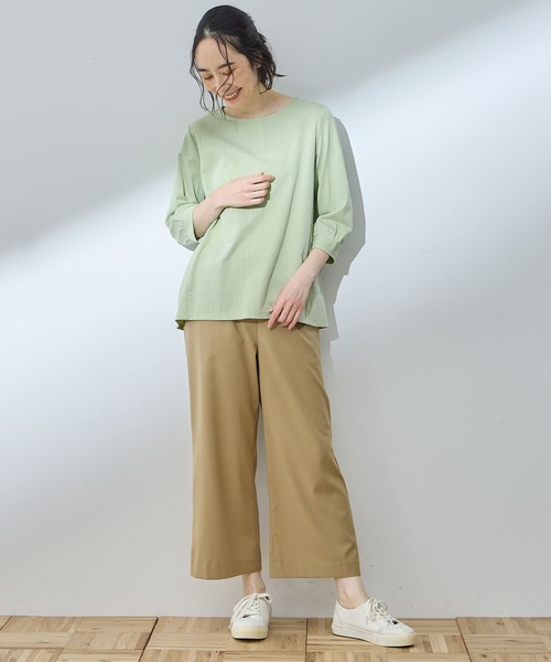 DECOY SINCE 1981(デコイシンスイチキュウハチイチ)の「【2025年夏】ストレッチワイドパンツ(スラックス・レディース・ベージュ/ネイビー・70/64/67)」の3枚目の写真