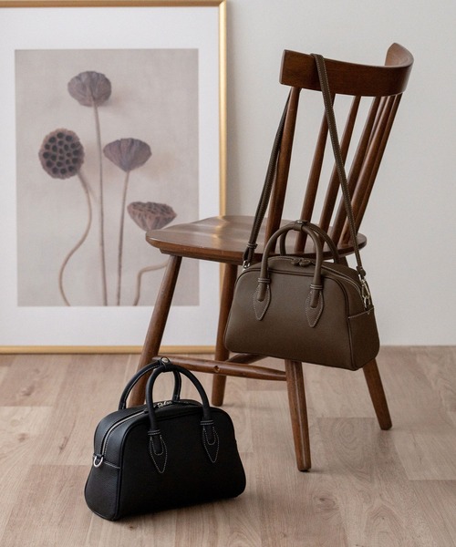 VitaFelice（ヴィータフェリーチェ）の「コントラスト2wayボストンバッグ ミニバッグ ミニボストン ミニショルダー ころん セレモニー ハンドバッグ（ボストンバッグ・レディース・ブラック/ブラウン系・FREE）」の20枚目の写真