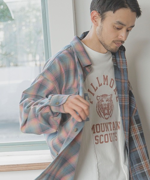BAYFLOW(ベイフロー)の「リメイクライク長袖シャツ(シャツ/ブラウス・メンズ・グリーン/ピンク・LARGE/MEDIUM)」の8枚目の写真