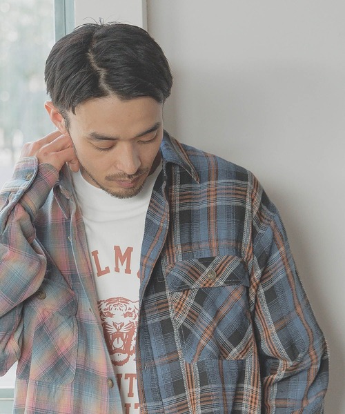 BAYFLOW(ベイフロー)の「リメイクライク長袖シャツ(シャツ/ブラウス・メンズ・グリーン/ピンク・LARGE/MEDIUM)」の9枚目の写真