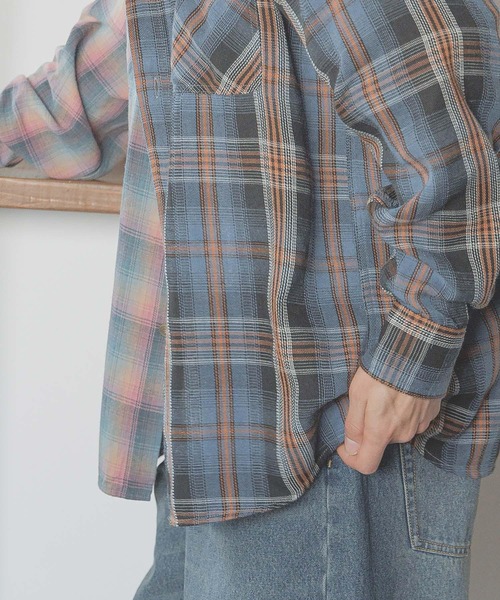 BAYFLOW(ベイフロー)の「リメイクライク長袖シャツ(シャツ/ブラウス・メンズ・グリーン/ピンク・LARGE/MEDIUM)」の11枚目の写真