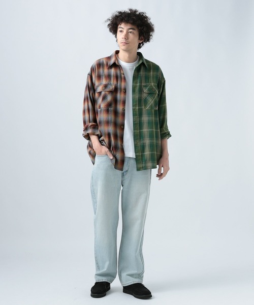 BAYFLOW(ベイフロー)の「リメイクライク長袖シャツ(シャツ/ブラウス・メンズ・グリーン/ピンク・LARGE/MEDIUM)」の13枚目の写真