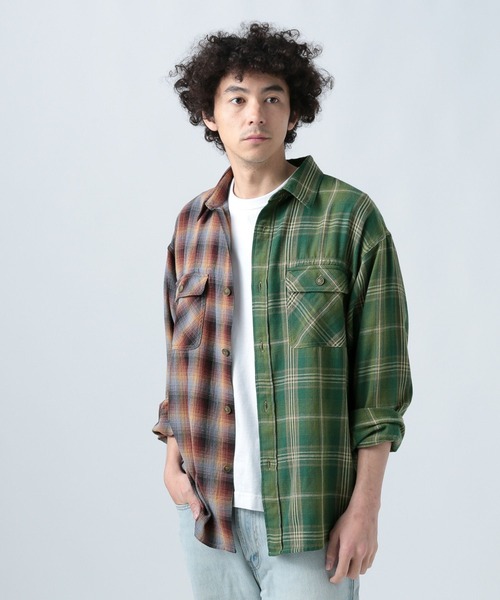 BAYFLOW(ベイフロー)の「リメイクライク長袖シャツ(シャツ/ブラウス・メンズ・グリーン/ピンク・LARGE/MEDIUM)」の14枚目の写真