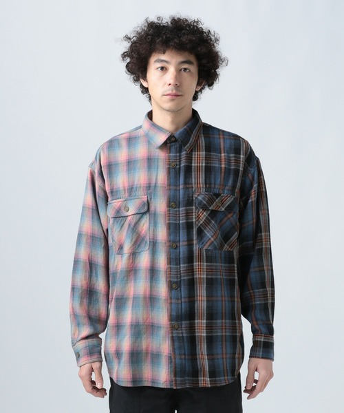 BAYFLOW(ベイフロー)の「リメイクライク長袖シャツ(シャツ/ブラウス・メンズ・グリーン/ピンク・LARGE/MEDIUM)」の15枚目の写真