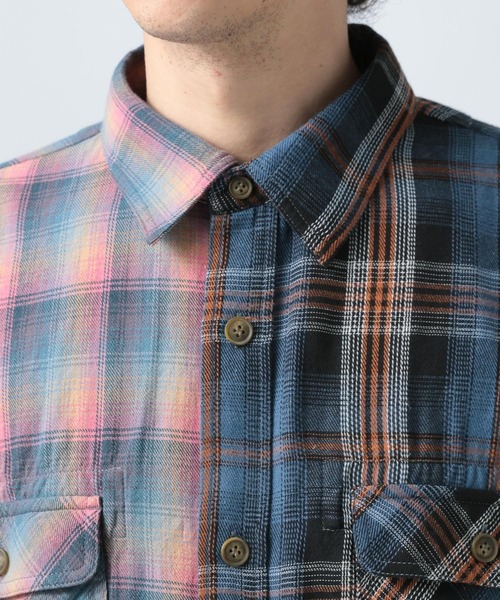BAYFLOW(ベイフロー)の「リメイクライク長袖シャツ(シャツ/ブラウス・メンズ・グリーン/ピンク・LARGE/MEDIUM)」の18枚目の写真