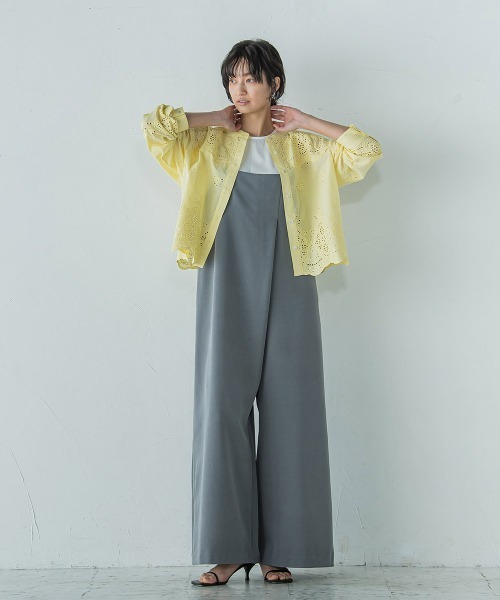 メイソングレイ MAYSON GREY 叶えるスカラップ刺繍クロップドシャツ≪手洗い可能≫ （ブルー） 叶えるスカラップ刺繍クロップドシャツ≪手洗い可能≫ | MAYSON