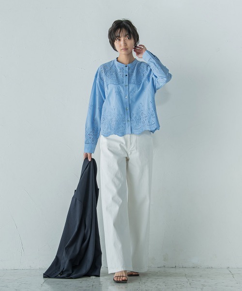 叶えるスカラップ刺繍クロップドシャツ≪手洗い可能≫ 叶えるスカラップ刺繍クロップドシャツ≪手洗い可能≫ | MAYSON