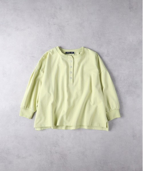 HONEYSUCKLE ROSE（ハニーサックルローズ）の「【HONEYSUCKLE ROSE】ヘンリーワイドＴシャツ（Tシャツ/カットソー・レディース・ダークグレー/ライム・L/M）」の2枚目の写真