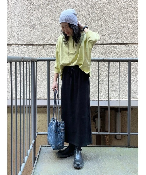 HONEYSUCKLE ROSE（ハニーサックルローズ）の「【HONEYSUCKLE ROSE】ヘンリーワイドＴシャツ（Tシャツ/カットソー・レディース・ダークグレー/ライム・L/M）」の11枚目の写真