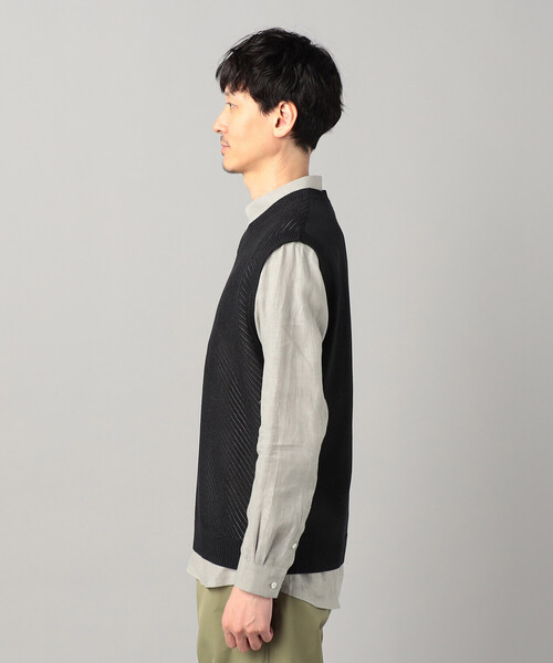 COMME CA MEN(コムサメン)の「ペーパーヤーン透かし編み ベスト(ニット/セーター・メンズ・チャコールグレー/ホワイト/ブラック・L/M)」の16枚目の写真