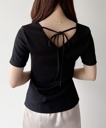 mipiarl | バックリボンリブトップス(Tシャツ/カットソー)