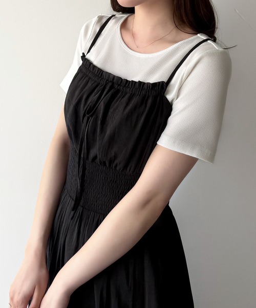 mipiarl（ミピアール）の「バックリボンリブトップス（Tシャツ/カットソー・レディース・ブラック/ホワイト・SMALL/MEDIUM/LARGE）」の5枚目の写真