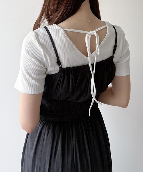 mipiarl（ミピアール）の「バックリボンリブトップス（Tシャツ/カットソー・レディース・ブラック/ホワイト・SMALL/MEDIUM/LARGE）」の6枚目の写真