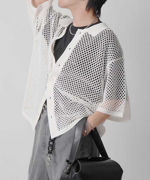 Confirm（コンファーム）の「スパンコール メッシュシャツ ユニセックス（シャツ/ブラウス・メンズ・グレー/ブラック/ホワイト・L/M）」の13枚目の写真