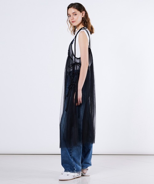 DOUBLE STANDARD CLOTHING（ダブルスタンダードクロージング）の「リボンチュールジレ（ワンピース・レディース・ブラック・FREE）」の9枚目の写真