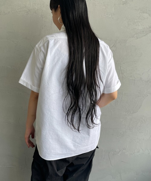 DANTON（ダントン）の「[DANTON/ダントン] ラウンドカラー プルオーバー ショートスリーブシャツ(無地)（シャツ/ブラウス・レディース・ブルー/ホワイト/ライトベージュ・38/40/42）」の9枚目の写真