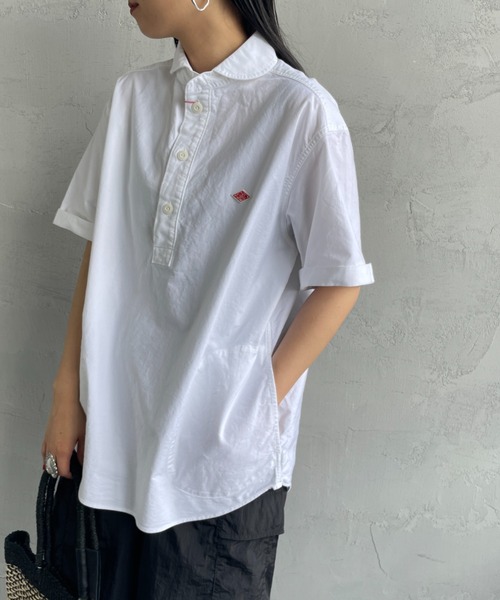 DANTON（ダントン）の「[DANTON/ダントン] ラウンドカラー プルオーバー ショートスリーブシャツ(無地)（シャツ/ブラウス・レディース・ブルー/ホワイト/ライトベージュ・38/40/42）」の10枚目の写真