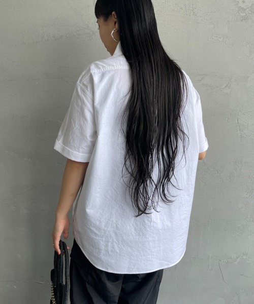 DANTON（ダントン）の「[DANTON/ダントン] ラウンドカラー プルオーバー ショートスリーブシャツ(無地)（シャツ/ブラウス・レディース・ブルー/ホワイト/ライトベージュ・38/40/42）」の12枚目の写真