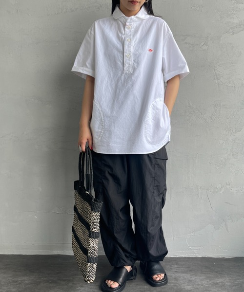 DANTON（ダントン）の「[DANTON/ダントン] ラウンドカラー プルオーバー ショートスリーブシャツ(無地)（シャツ/ブラウス・レディース・ブルー/ホワイト/ライトベージュ・38/40/42）」の13枚目の写真