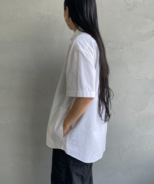 DANTON（ダントン）の「[DANTON/ダントン] ラウンドカラー プルオーバー ショートスリーブシャツ(無地)（シャツ/ブラウス・レディース・ブルー/ホワイト/ライトベージュ・38/40/42）」の17枚目の写真