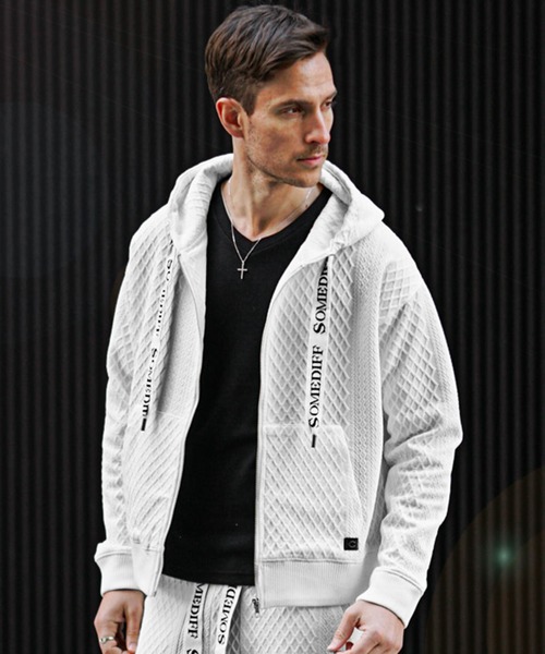 SOMEDIFF(サムディフ)の「リラックスフルジップパーカー メンズ フーディー 春服(パーカー・メンズ・ブラック/ホワイト・M/L/XL)」の1枚目の写真