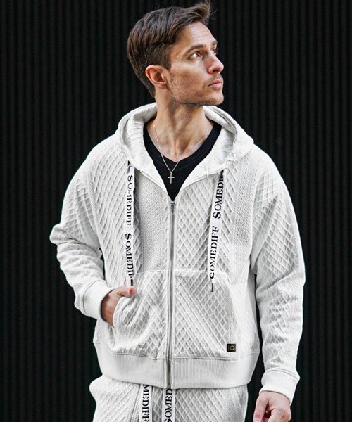SOMEDIFF(サムディフ)の「リラックスフルジップパーカー メンズ フーディー 春服(パーカー・メンズ・ブラック/ホワイト・M/L/XL)」の6枚目の写真