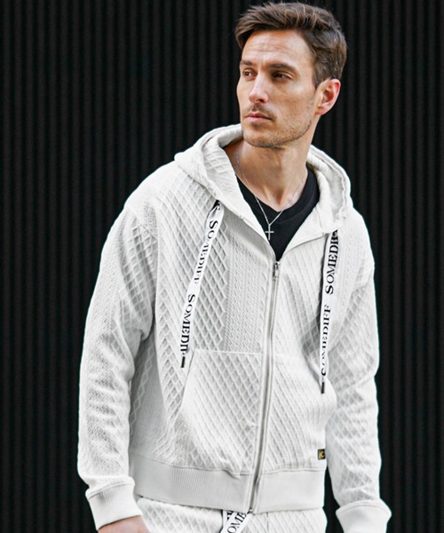 SOMEDIFF(サムディフ)の「リラックスフルジップパーカー メンズ フーディー 春服(パーカー・メンズ・ブラック/ホワイト・M/L/XL)」の9枚目の写真
