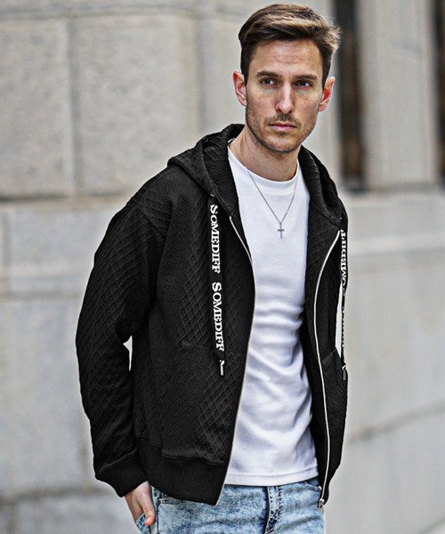 SOMEDIFF(サムディフ)の「リラックスフルジップパーカー メンズ フーディー 春服(パーカー・メンズ・ブラック/ホワイト・M/L/XL)」の12枚目の写真