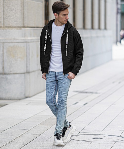 SOMEDIFF(サムディフ)の「リラックスフルジップパーカー メンズ フーディー 春服(パーカー・メンズ・ブラック/ホワイト・M/L/XL)」の15枚目の写真