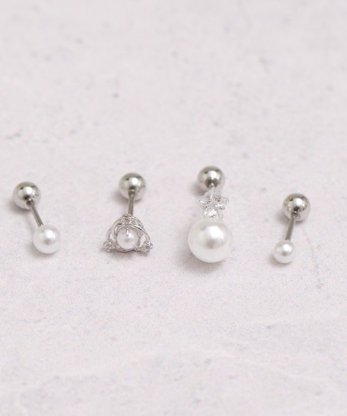 TONE SELECT GOODS(トーンセレクトグッズ)の「【Peony/ピオニー】/【アレルギー対応】サージカルスレンレス 片耳・両耳兼用 モチーフピアスセット(ピアス(片耳用)・レディース・シルバー系1/その他1/その他2/その他3/ゴールド系2/シルバー系3/ゴールド系3/シルバー系2/ゴールド系1・FREE)」の4枚目の写真