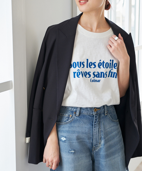 Spick & Span（スピックアンドスパン）の「《追加》フロッキーロゴスラブTシャツ（Tシャツ/カットソー・レディース・イエロー/ホワイト・FREE）」の5枚目の写真