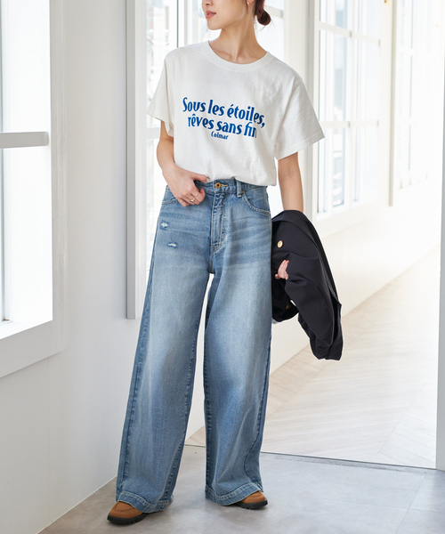 Spick & Span（スピックアンドスパン）の「《追加》フロッキーロゴスラブTシャツ（Tシャツ/カットソー・レディース・イエロー/ホワイト・FREE）」の7枚目の写真