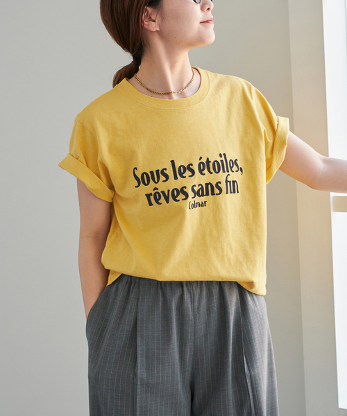 Spick & Span（スピックアンドスパン）の「《追加》フロッキーロゴスラブTシャツ（Tシャツ/カットソー・レディース・イエロー/ホワイト・FREE）」の9枚目の写真
